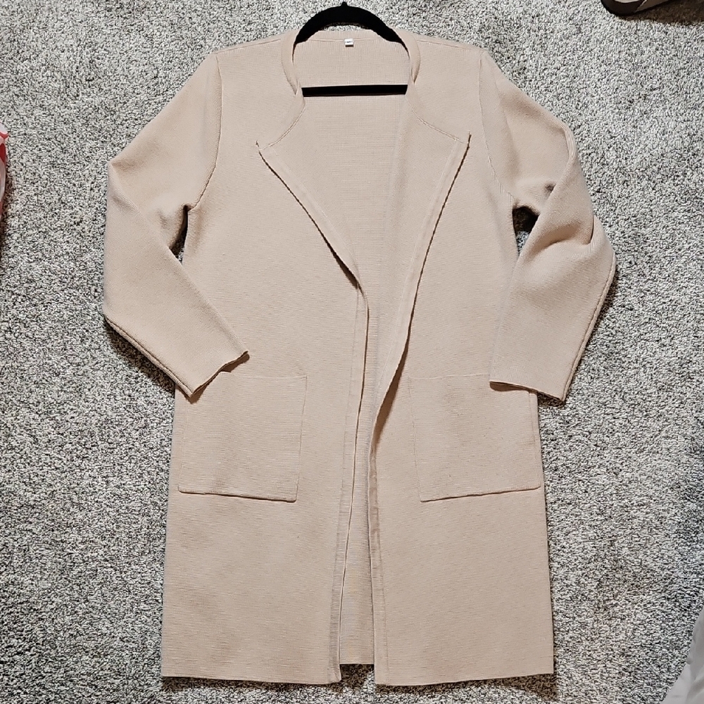 Anrabess Beige Open Front Cardigan
